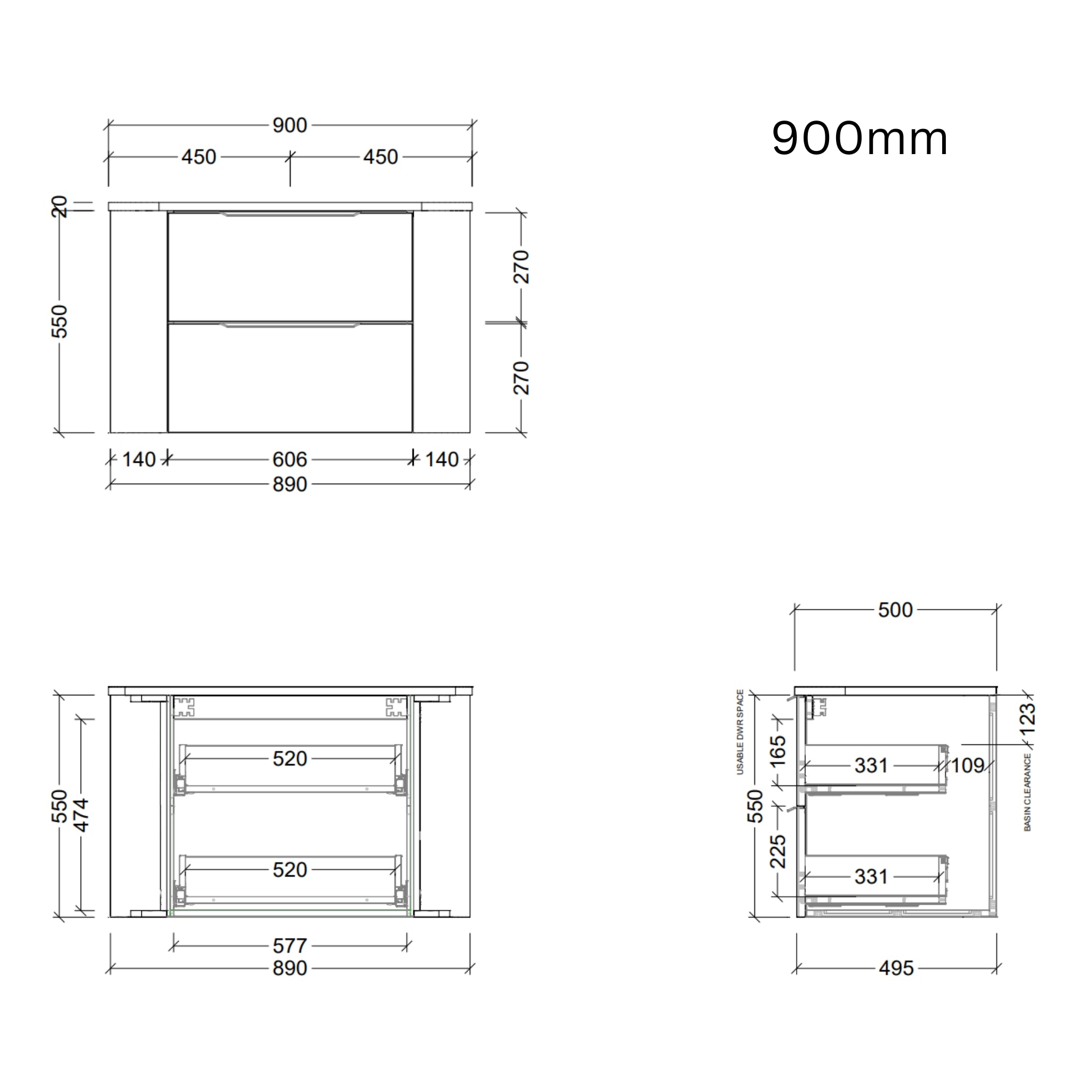 TIMBERLINE SOCOA CUSTOM WALL HUNG VANITY (ALL SIZING)