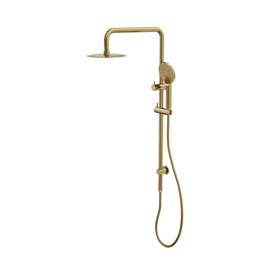 LINSOL SOFIA SHOWER COMBINATION AND MULTIFUNCTION HANDPIECE WITH 200MM ROUND HEAD BRUSHED BRASS