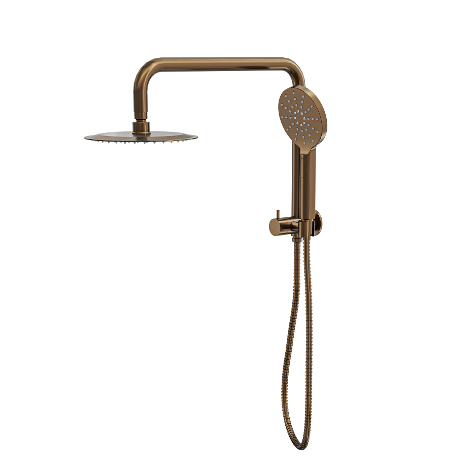 LINSOL SOFIA SHORT SHOWER COMBINATION AND MULTIFUNCTION HANDPIECE WITH 200MM ROUND HEAD AGED BRONZE