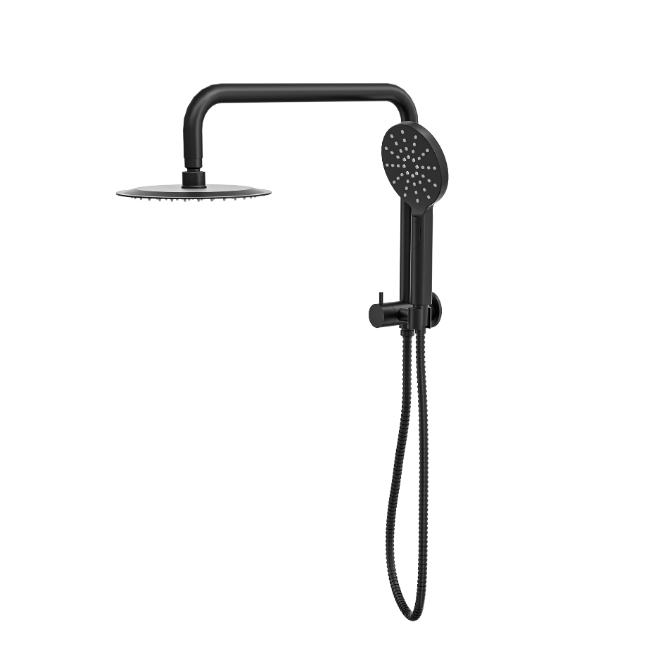 LINSOL SOFIA SHORT SHOWER COMBINATION AND MULTIFUNCTION HANDPIECE WITH 200MM ROUND HEAD MATTE BLACK