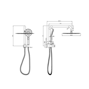 Linsol Sofia Short Shower Combination Multifunction 300mm dimensions