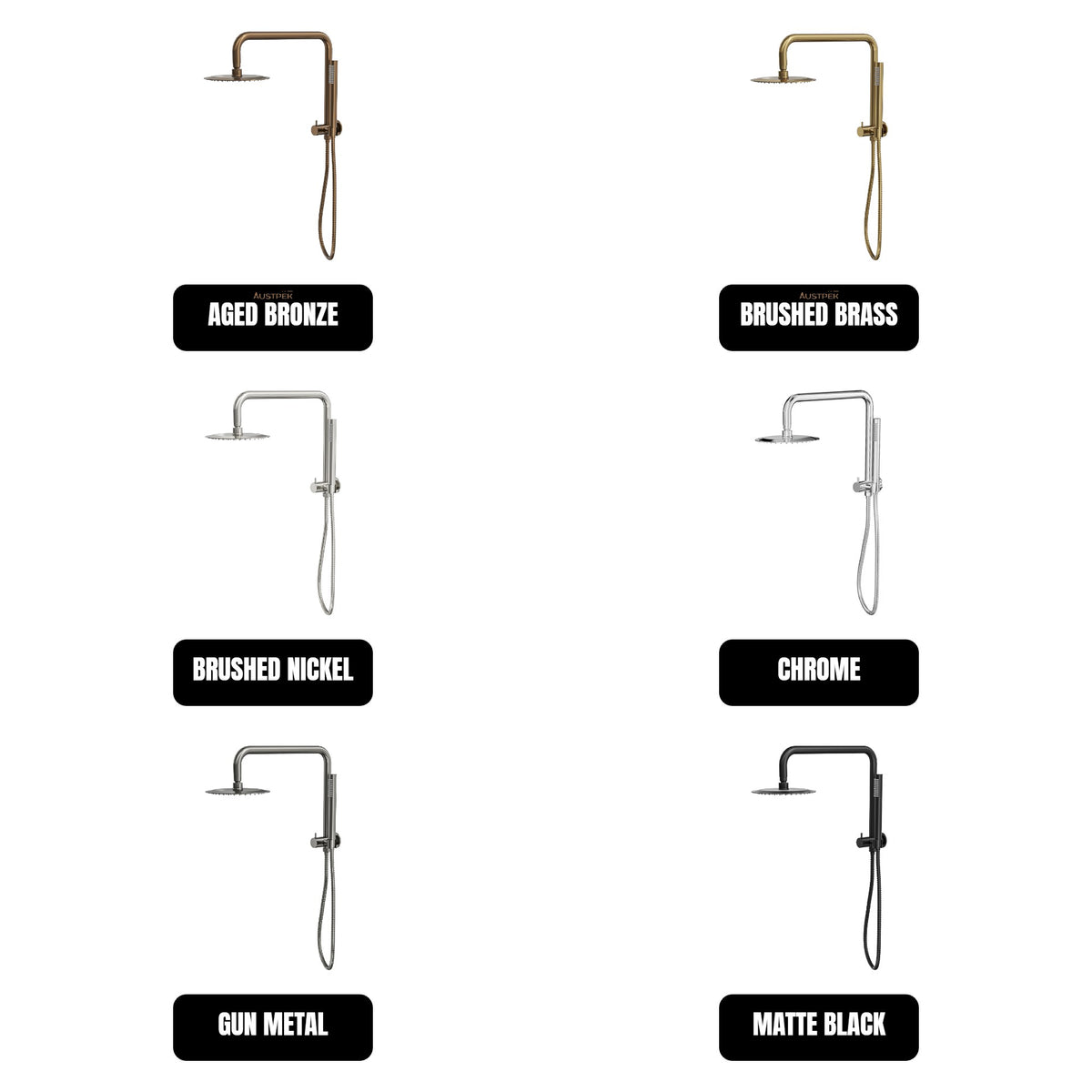 LINSOL SOFIA SHORT SHOWER COMBINATION WITH SLIM HANDPIECE AND 200MM ROUND HEAD BRUSHED BRASS