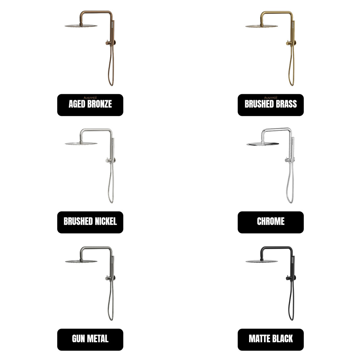 LINSOL SOFIA SHORT SHOWER COMBINATION WITH SLIM HANDPIECE AND 300MM ROUND HEAD BRUSHED BRASS