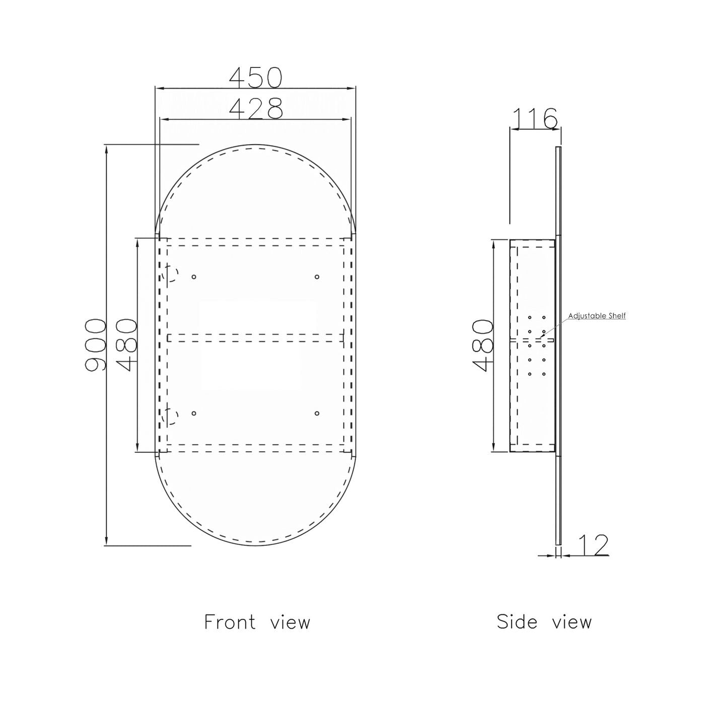 OTTI NOOSA NATURAL OAK SHAVING CABINET 450X900MM