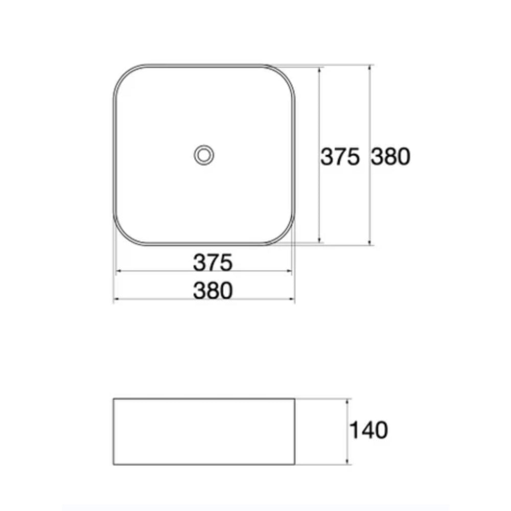 CLAYA SQUARE ABOVE COUNTER BASIN GLOSS WHITE 380MM
