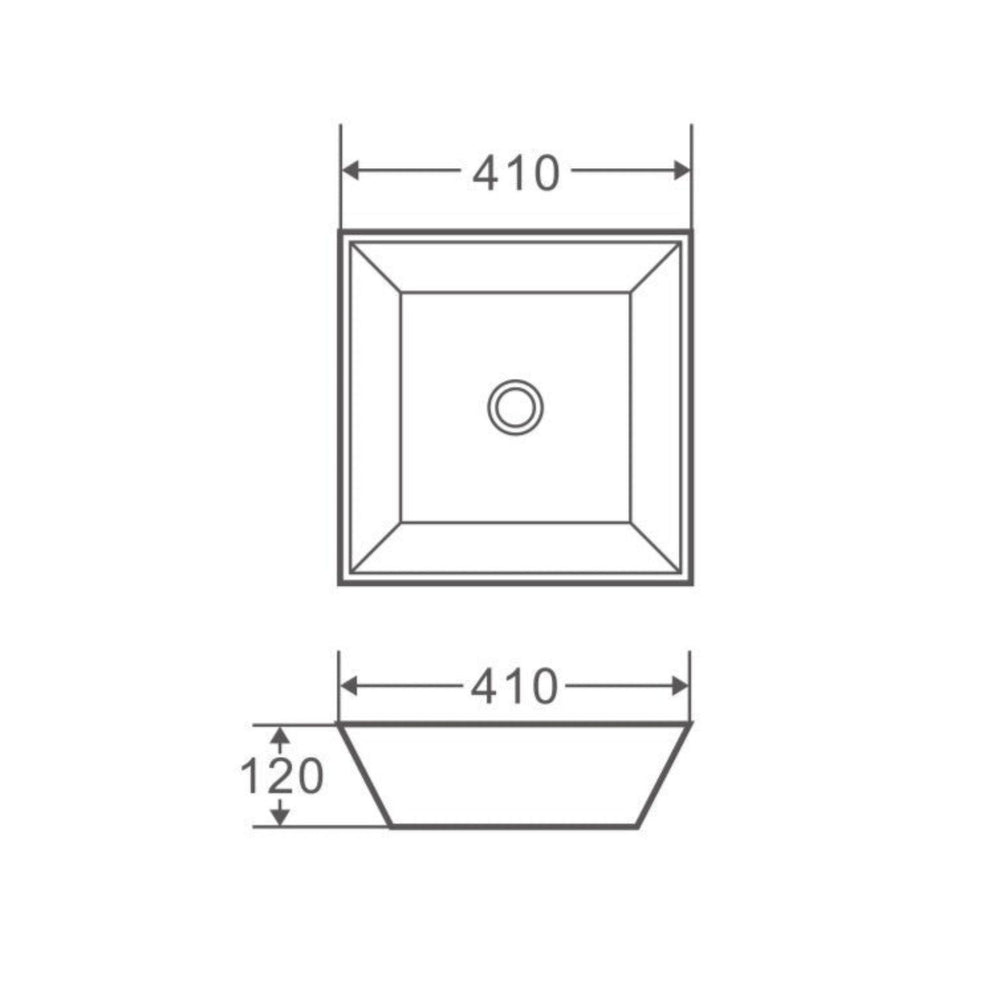 MERCIO SQ SQUARE ABOVE COUNTER BASIN GLOSS WHITE 410MM