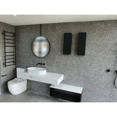 THERMOGROUP ROUND LADDER HEATED TOWEL RAIL MATTE BLACK 450MM