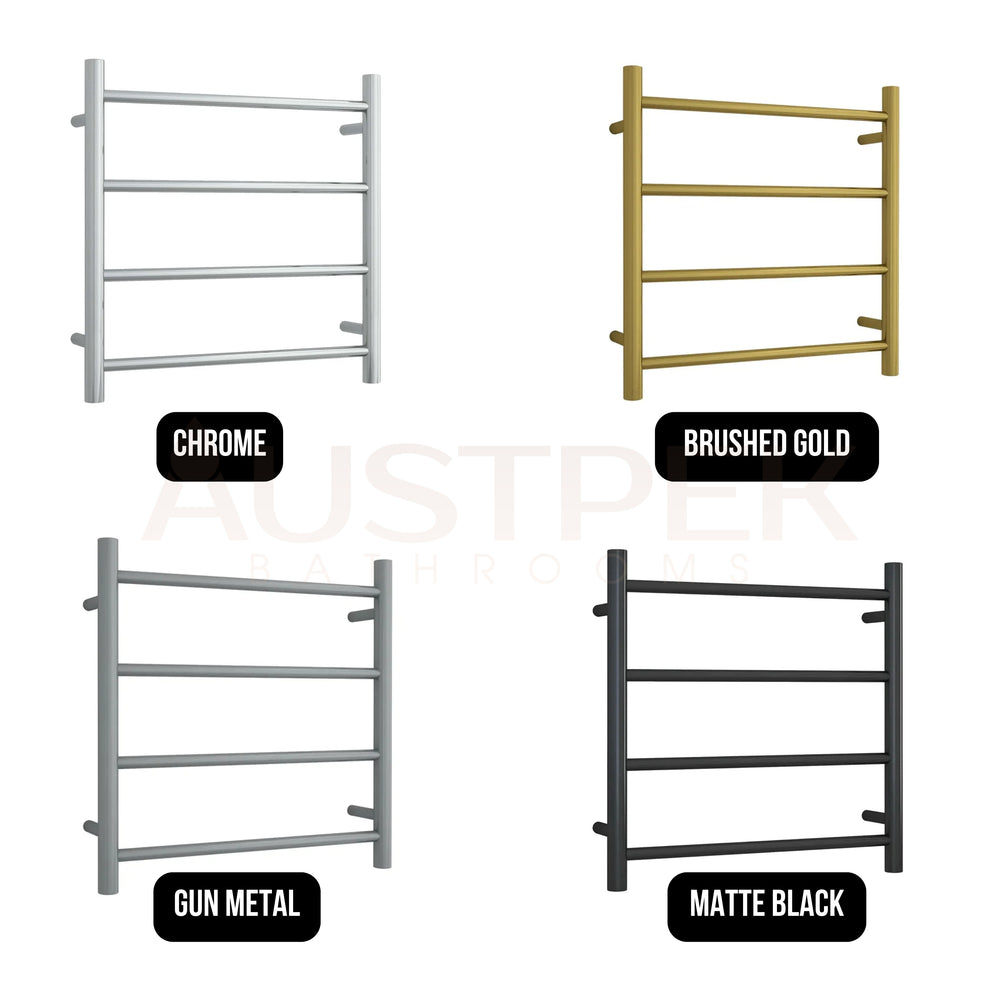 THERMOGROUP MATTE BLACK ROUND LADDER HEATED TOWEL RAIL 550MM