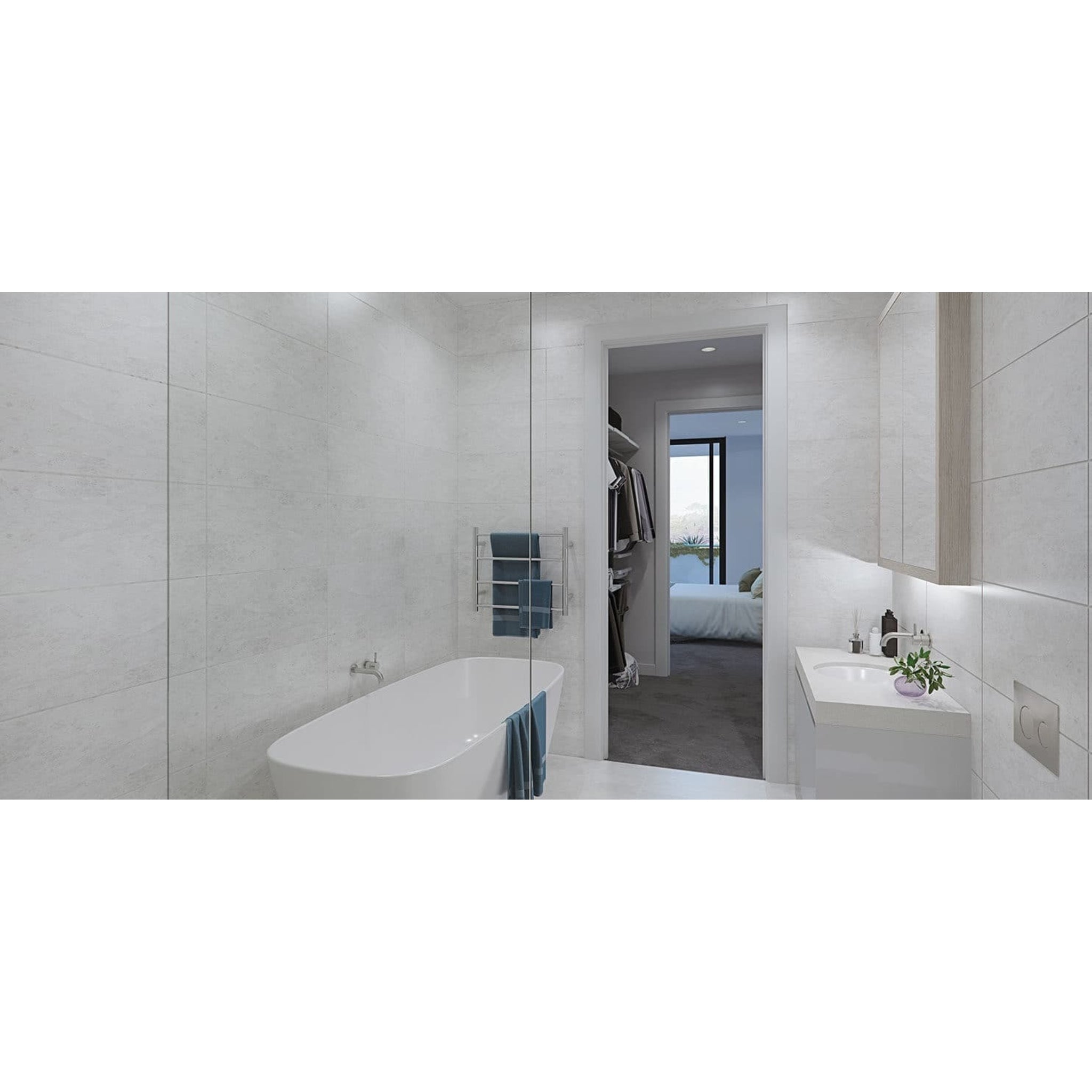 THERMOGROUP CHROME STRAIGHT ROUND LADDER HEATED TOWEL RAIL 550MM