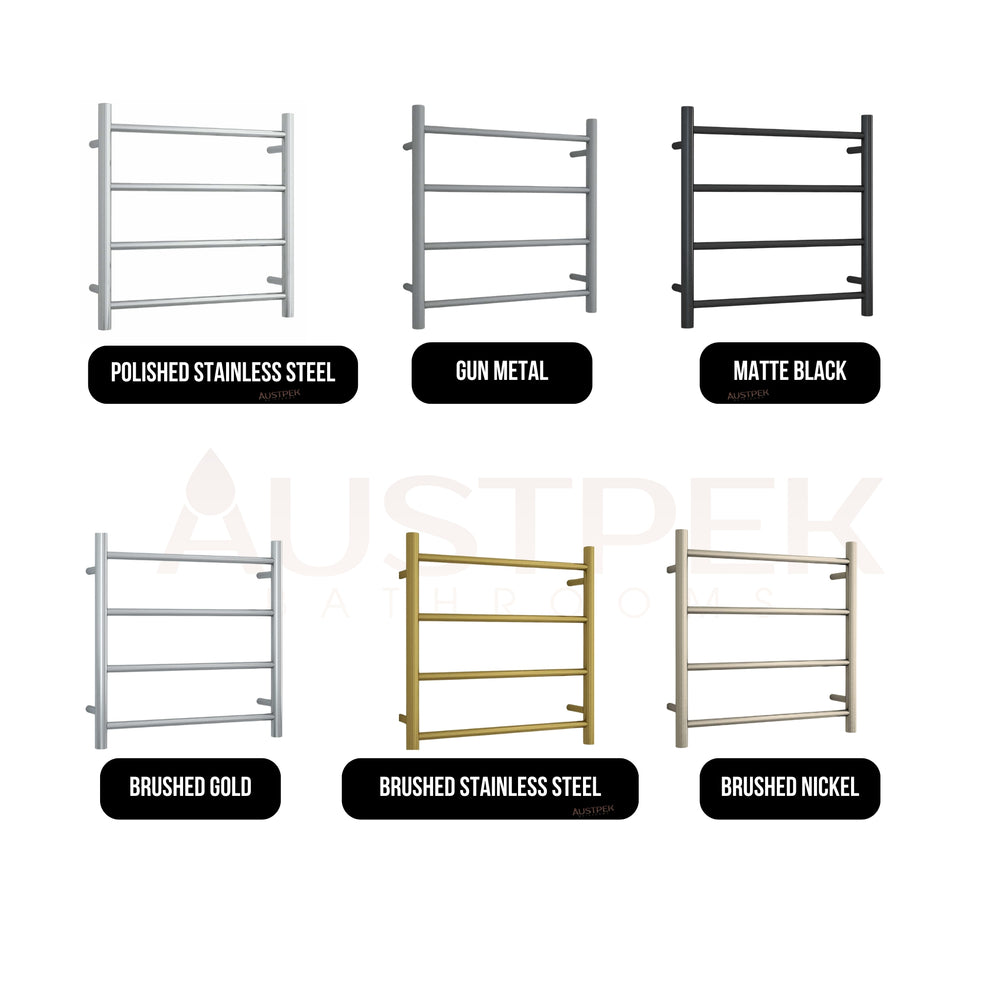 THERMOGROUP 4-BAR ROUND LADDER HEATED TOWEL RAIL BRUSHED NICKEL 550MM