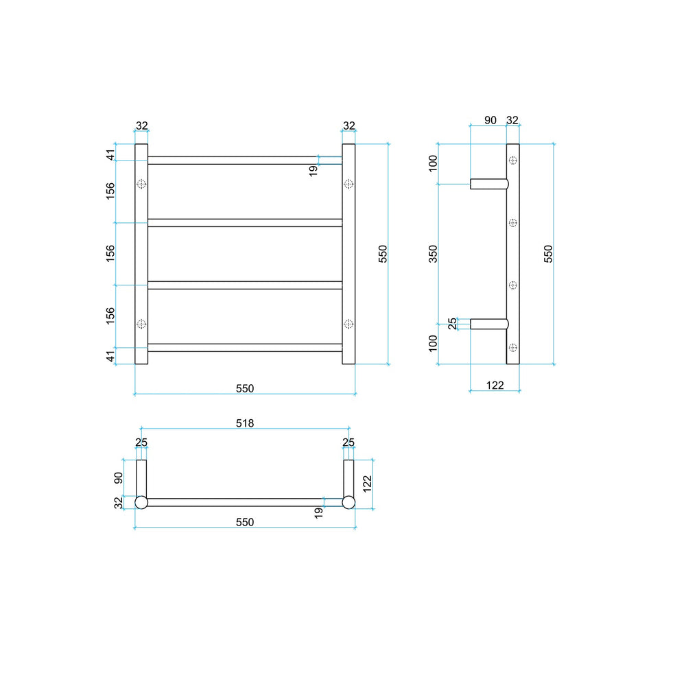 THERMOGROUP ROUND LADDER HEATED TOWEL RAIL BRUSHED GOLD 550MM