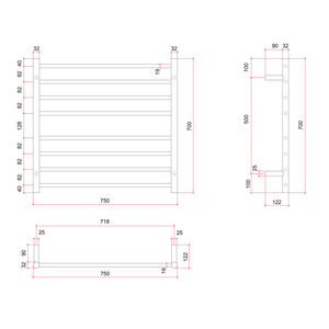 THERMOGROUP ROUND LADDER HEATED TOWEL RAIL BRUSHED BRASS 750MM