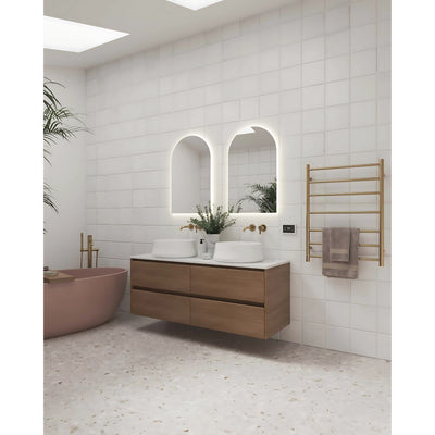 THERMOGROUP 7-BAR ROUND LADDER HEATED TOWEL RAIL BRUSHED BRASS 600MM