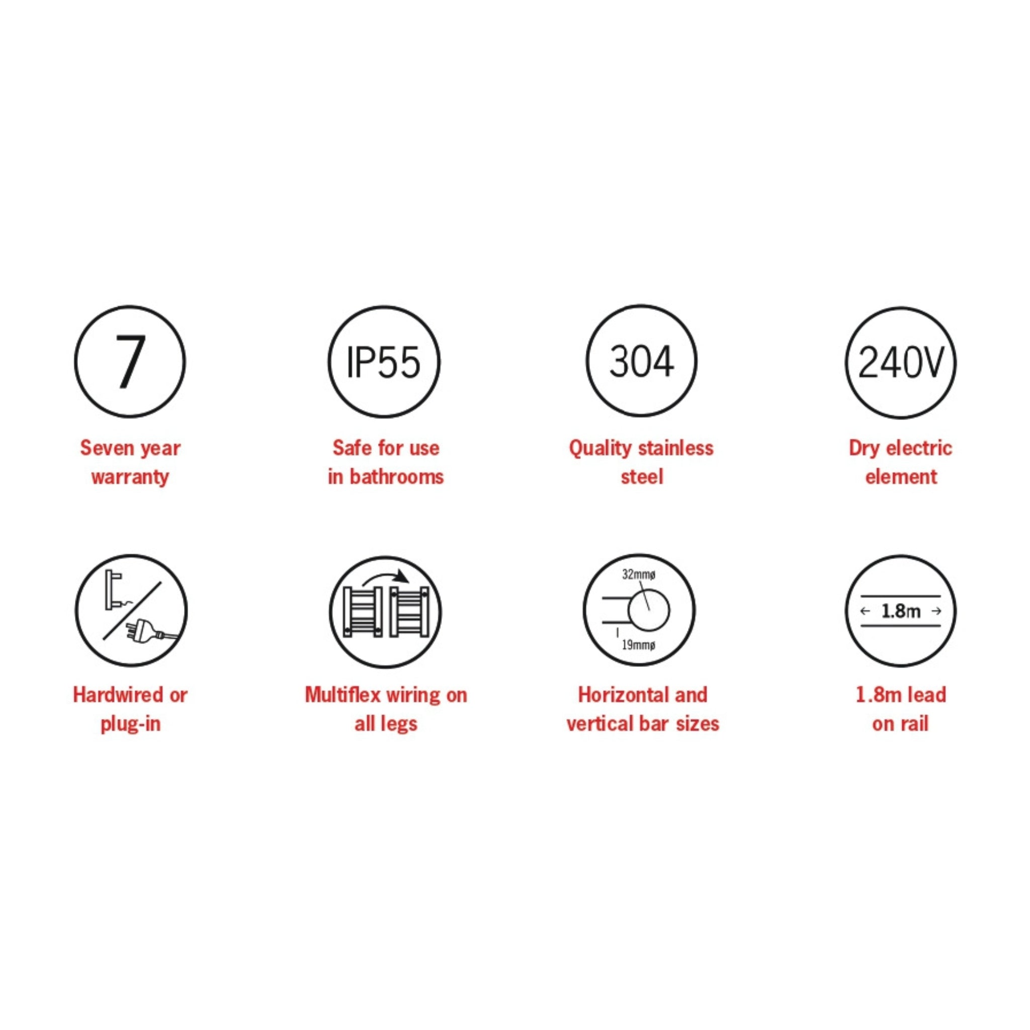 THERMOGROUP ROUND LADDER HEATED TOWEL RAIL BRUSHED GOLD 800MM