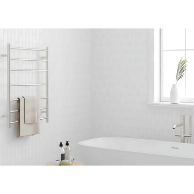 THERMOGROUP 7-BAR ROUND LADDER HEATED TOWEL RAIL BRUSHED NICKEL 600MM