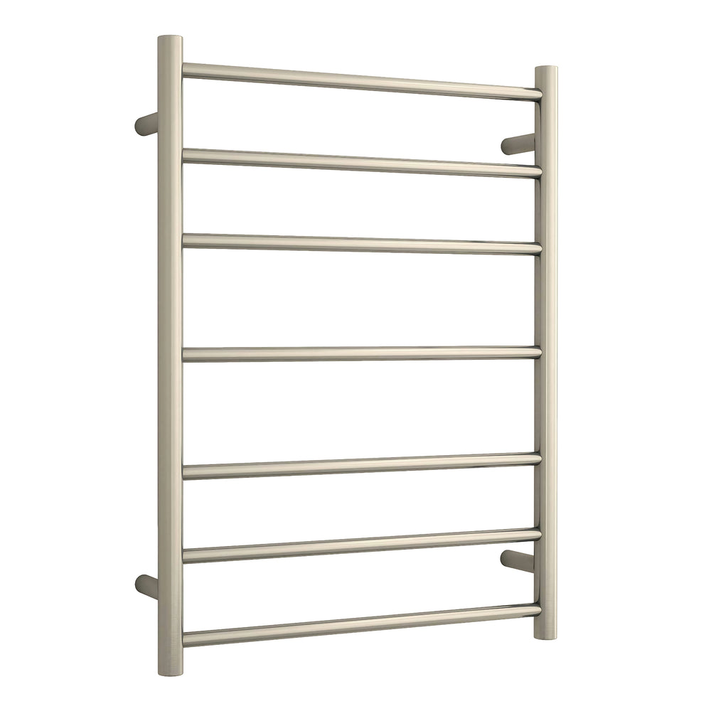 THERMOGROUP 7-BAR ROUND LADDER HEATED TOWEL RAIL BRUSHED NICKEL 600MM