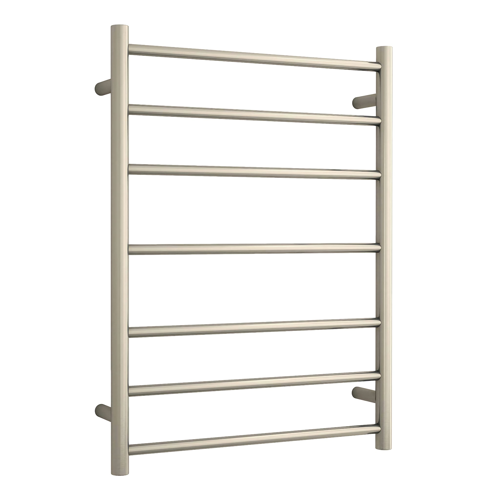 THERMOGROUP 7-BAR ROUND LADDER HEATED TOWEL RAIL BRUSHED NICKEL 600MM