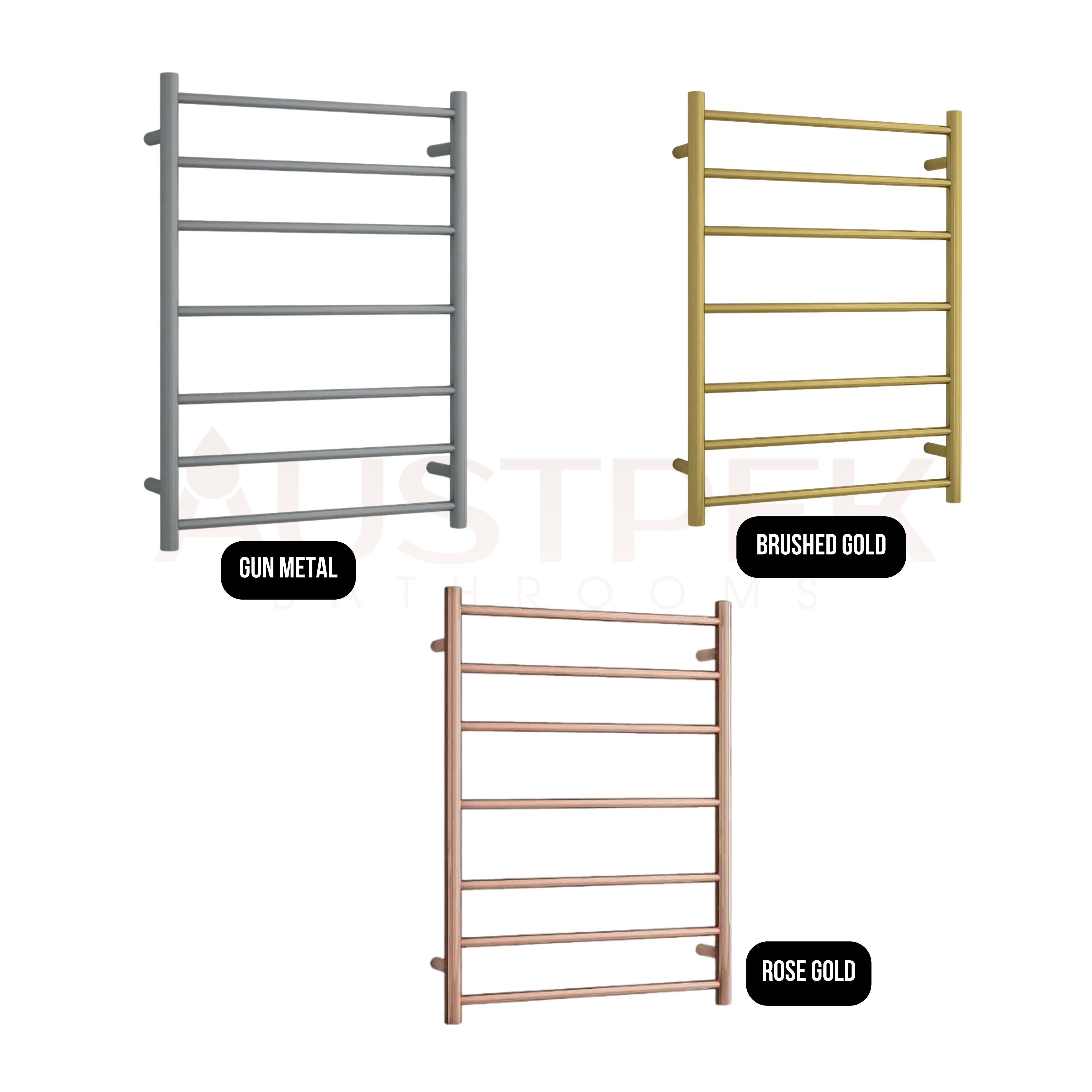 THERMOGROUP ROUND LADDER HEATED TOWEL RAIL GUN METAL 800MM