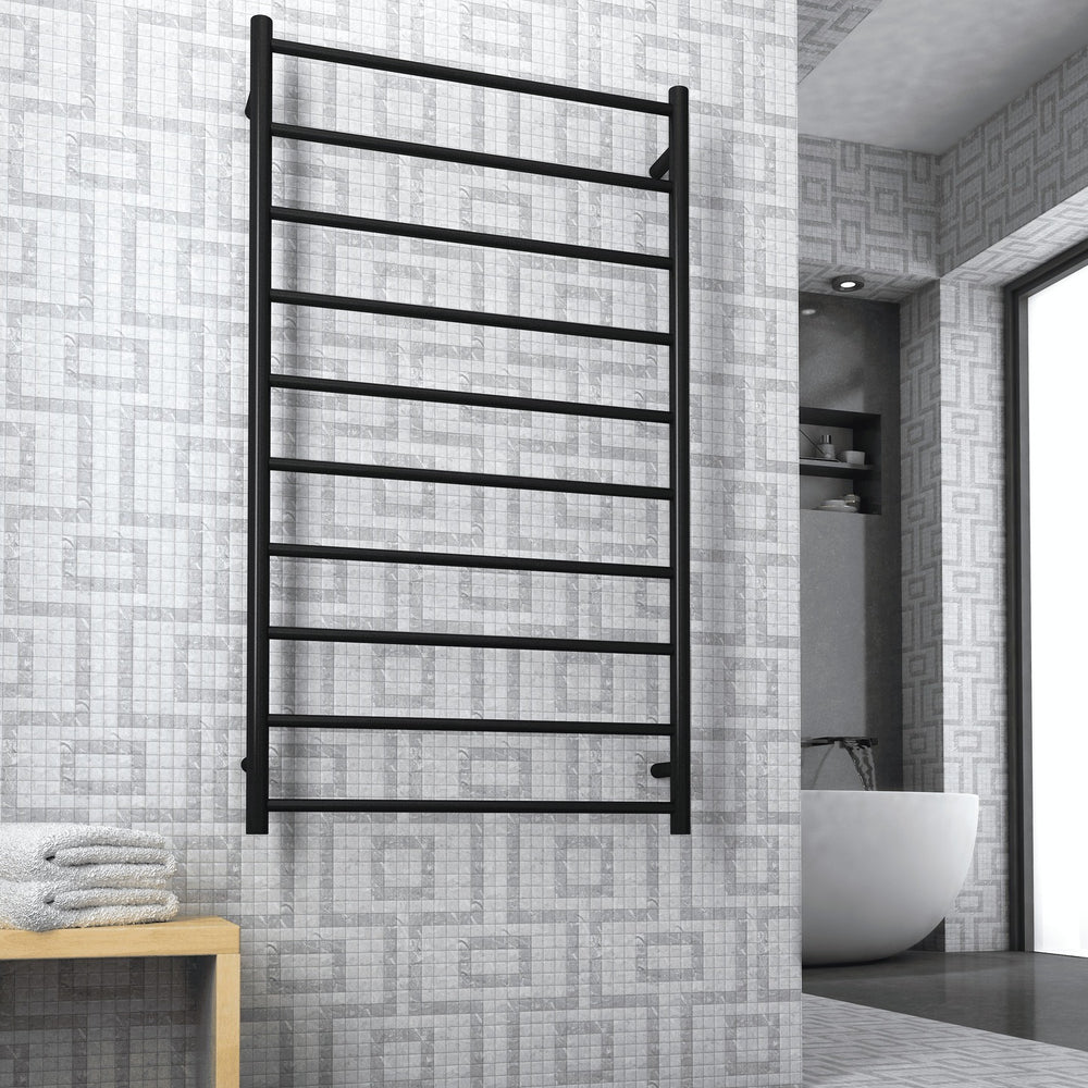 THERMOGROUP STRAIGHT ROUND HEATED LADDER RAIL MATTE BLACK 1200MM
