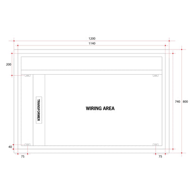 THERMOGROUP ABLAZE PREMIUM SS RANGE BACK-LIT MIRROR 1200MM