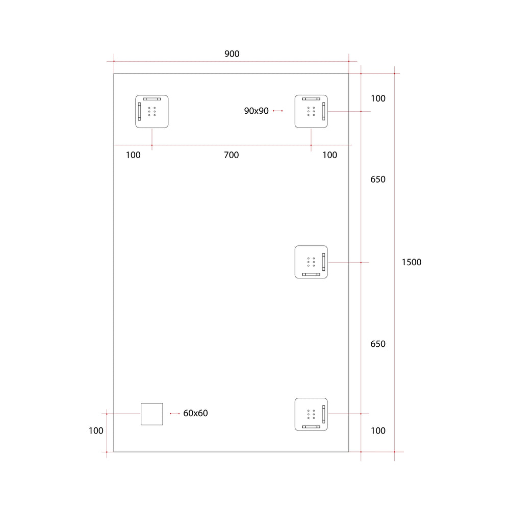 THERMOGROUP ABLAZE RECTANGLE MIRROR WITH SANDBLASTED BORDER 900X1500MM