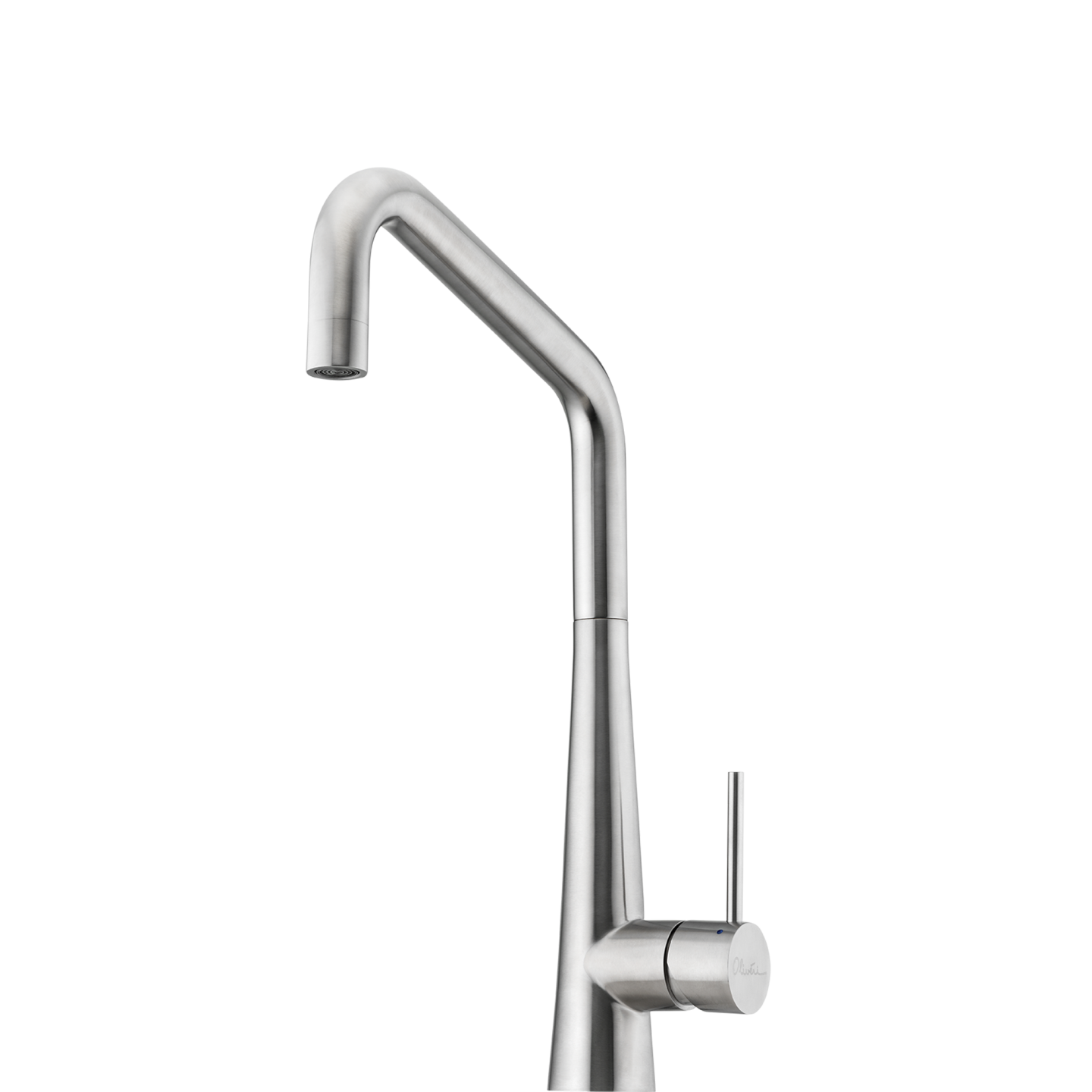 OLIVERI ESSENTE SQUARE GOOSE NECK KITCHEN MIXER 424MM STAINLESS STEEL