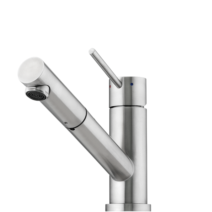 OLIVERI ESSENTE 316 LEAD FREE SWIVEL PULL OUT MIXER 180MM STAINLESS STEEL
