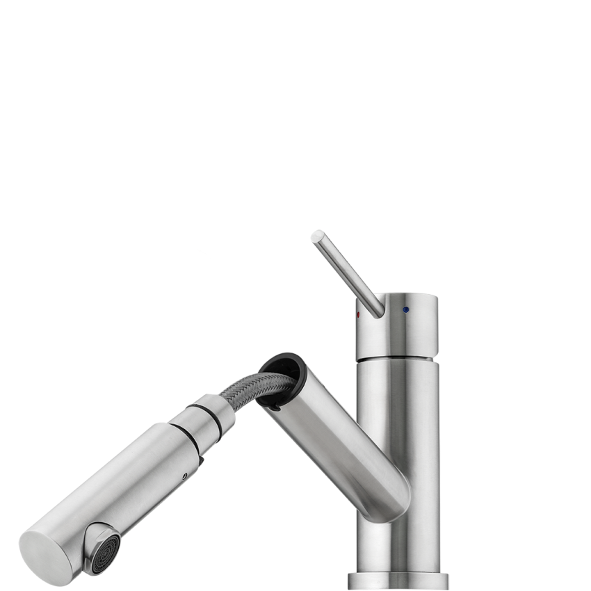 OLIVERI ESSENTE 316 LEAD FREE SWIVEL PULL OUT MIXER 180MM STAINLESS STEEL