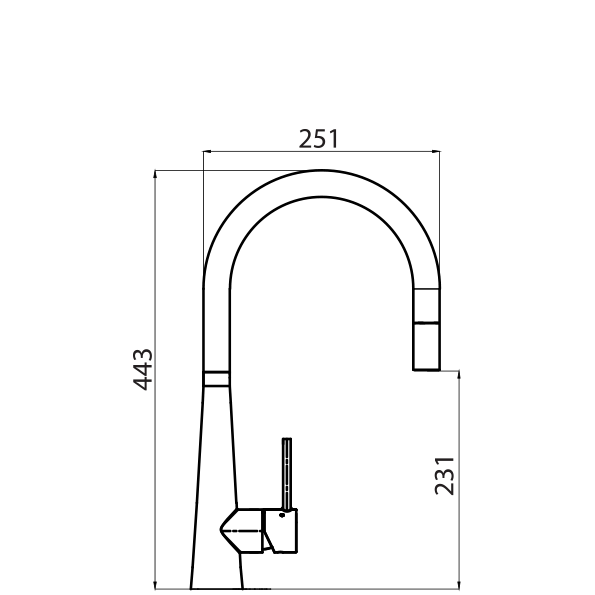 OLIVERI ESSENTE 316 LEAD FREE GOOSE NECK PULL OUT KITCHEN MIXER 443MM COPPER