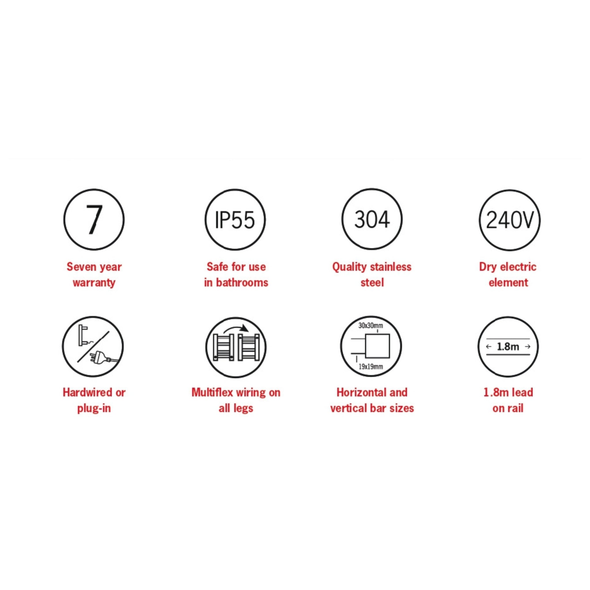 THERMOGROUP SQUARE LADDER HEATED TOWEL RAIL MATTE BLACK 1160MM