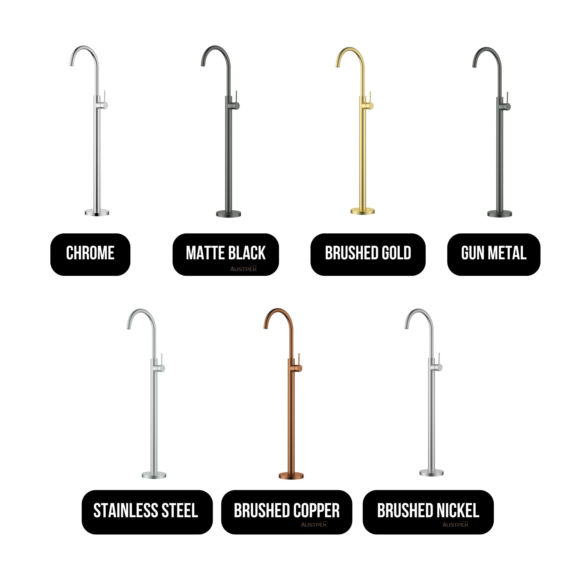 IKON OTUS SLIMLINE FREESTANDING BATH MIXER 1059MM MATTE BLACK