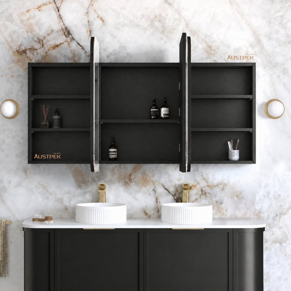 OTTI NEWPORT BLACK OAK SHAVING CABINET 1500X750MM