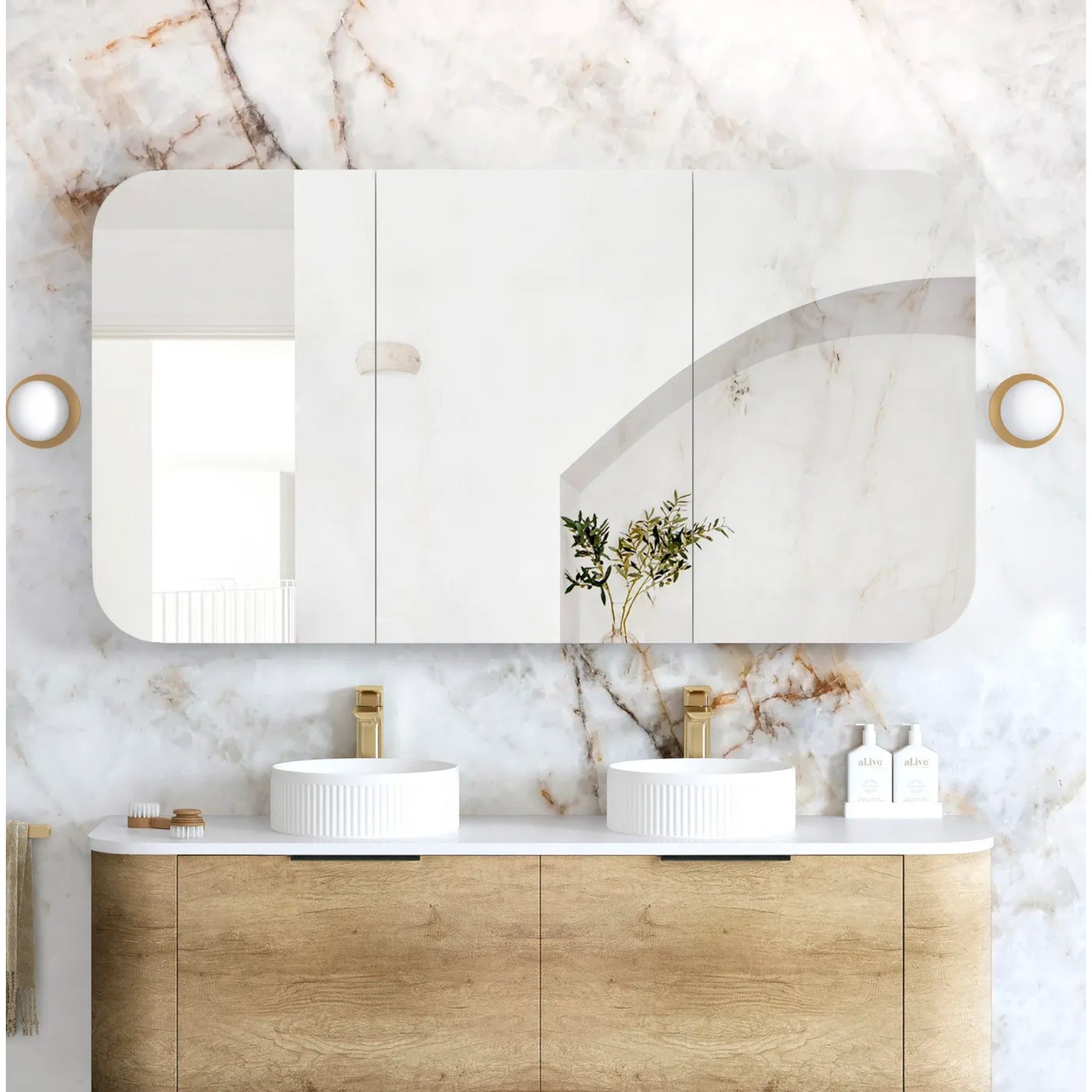 OTTI NEWPORT NATURAL OAK SHAVING CABINET 1500X750MM
