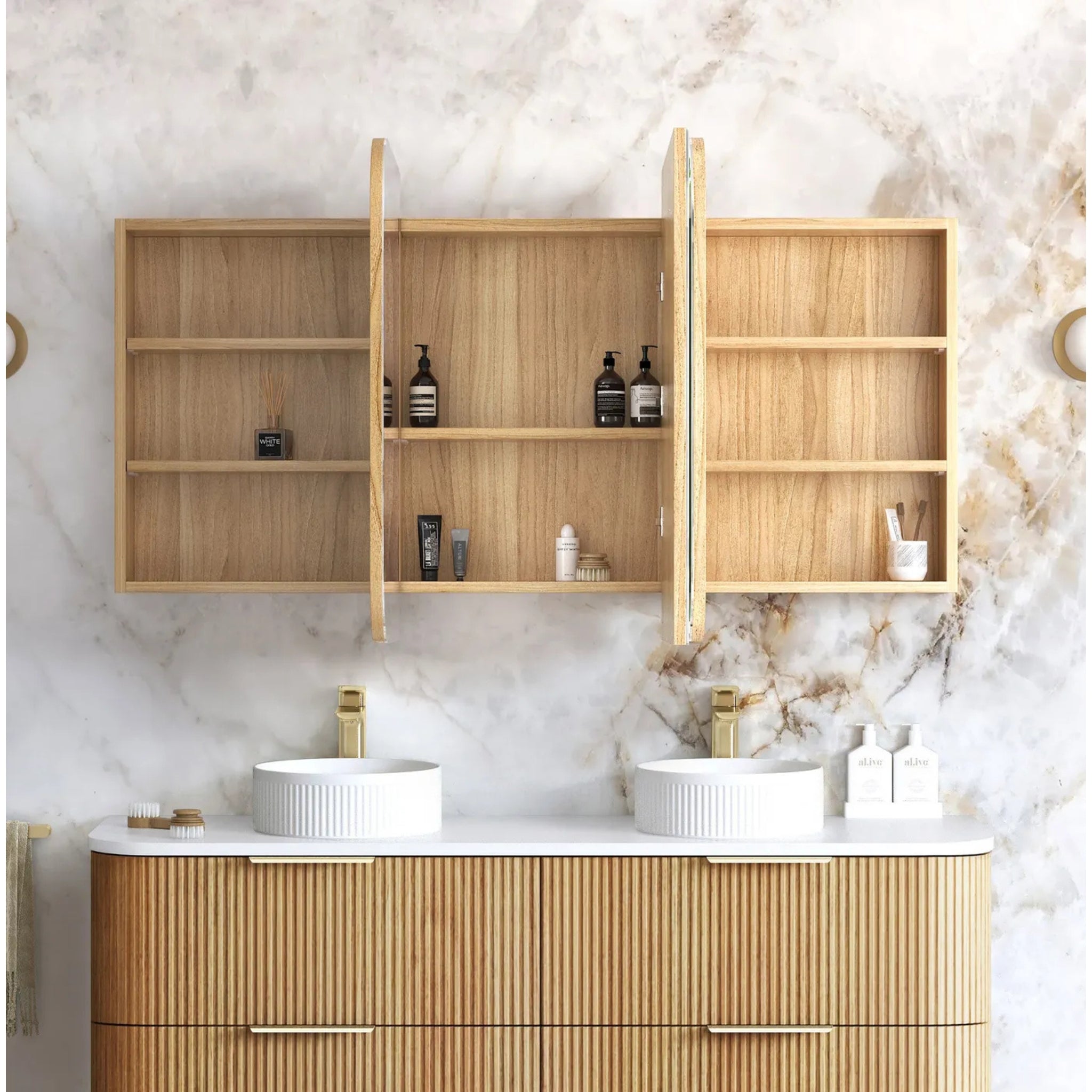 OTTI NEWPORT WOODLAND OAK SHAVING CABINET 1500X750MM