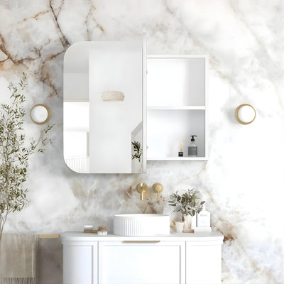 OTTI NEWPORT MATTE WHITE SHAVING CABINET 900X750MM