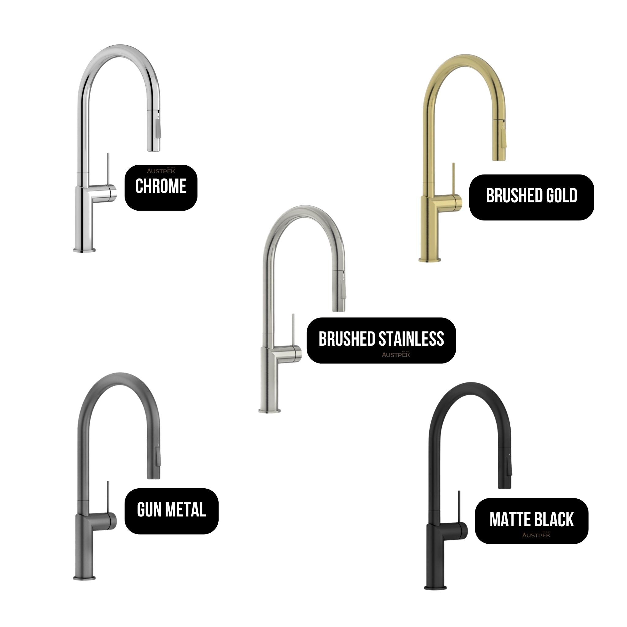LINKWARE ELLE 316 PULL-OUT SINK MIXER 457MM BRUSHED GOLD