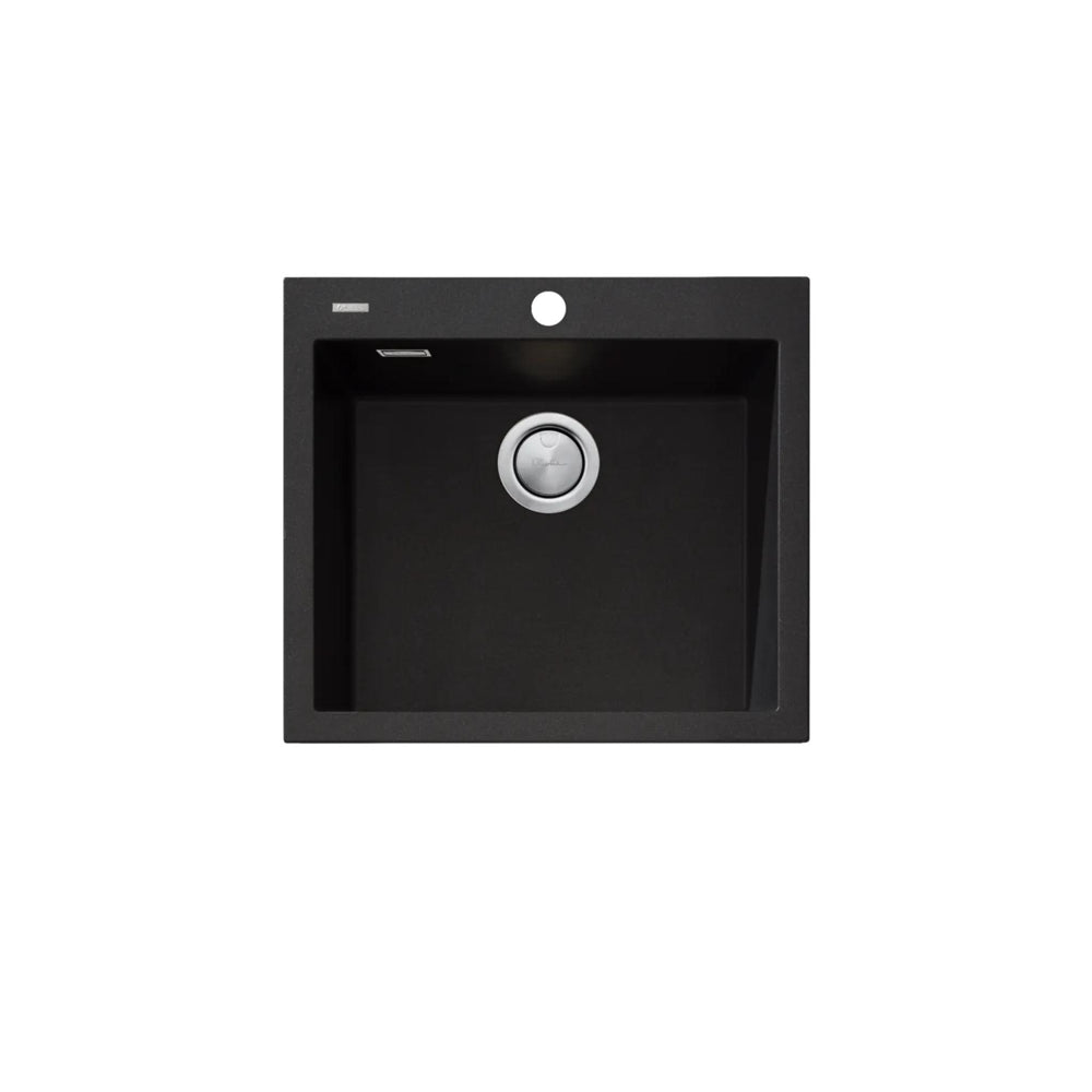 OLIVERI SANTORINI SINGLE BOWL TOPMOUNT ALFRESCO, KITCHEN AND LAUNDRY SINK WITH OVERFLOW BLACK 560MM