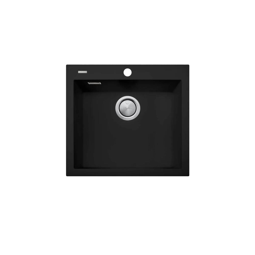 OLIVERI SANTORINI SINGLE BOWL TOPMOUNT ALFRESCO, KITCHEN AND LAUNDRY SINK WITH OVERFLOW MATTE BLACK 560MM