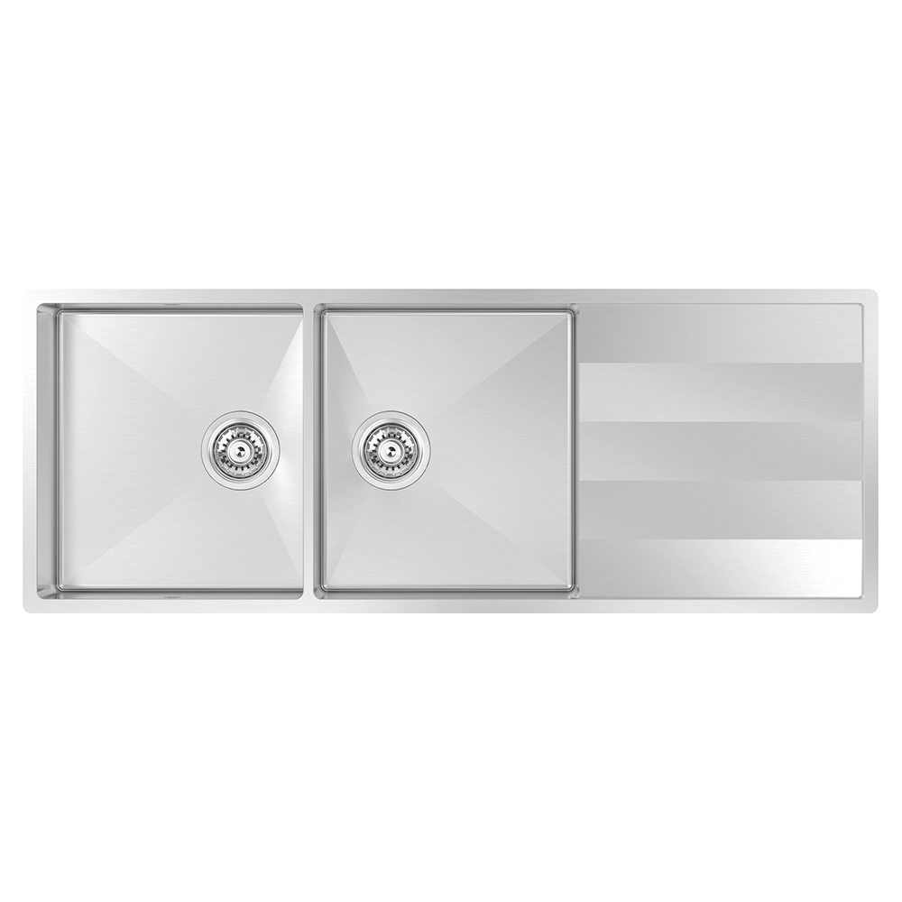 ABEY LUGANO DOUBLE BOWL KITCHEN SINK WITH DRAINER STAINLESS STEEL 1160MM