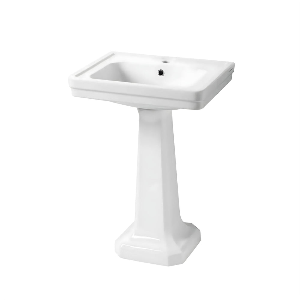 TURNER HASTINGS STAFFORD BASIN & PEDESTAL GLOSS WHITE 585MM X 680MM