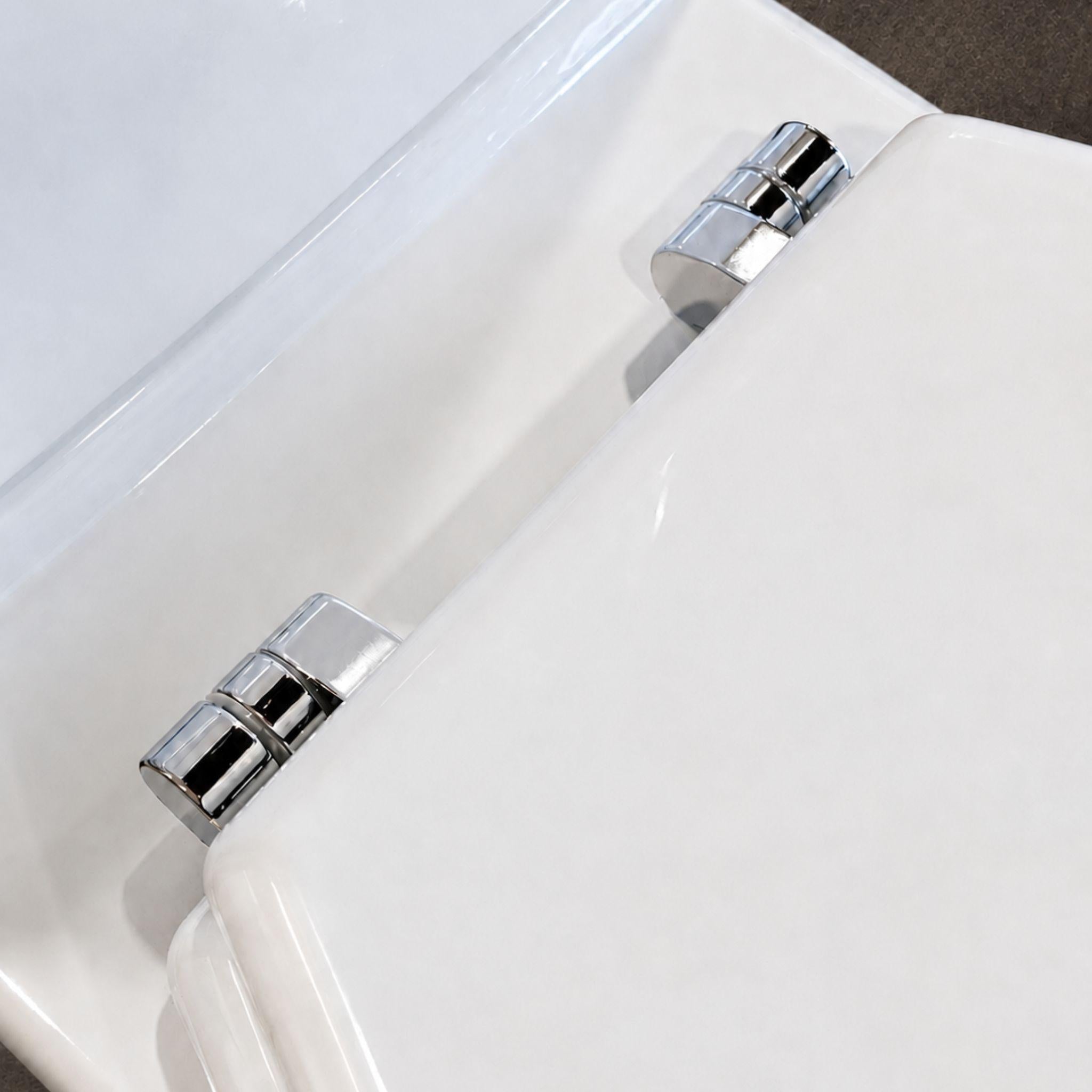 TURNER HASTINGS STAFFORD BACK TO WALL TOILET SUITE GLOSS WHITE WITH CHROME HINGES