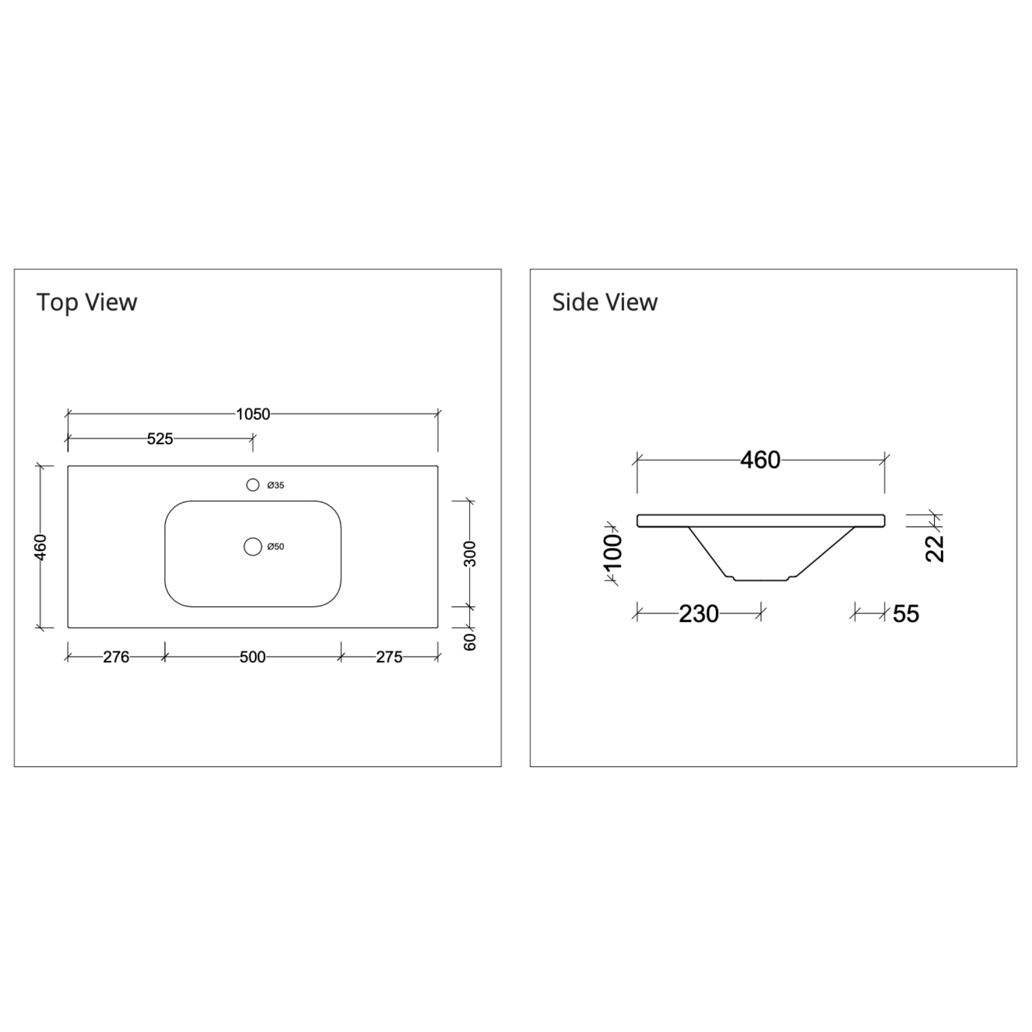DUROCLASS STADIUM GLOSS WHITE SINGLE BOWL UNDERMOUNT VANITY TOP (MULTIPLE SIZES AVAILABLE)