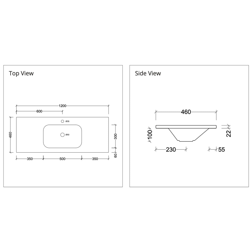 DUROCLASS STADIUM GLOSS WHITE SINGLE BOWL UNDERMOUNT VANITY TOP (MULTIPLE SIZES AVAILABLE)