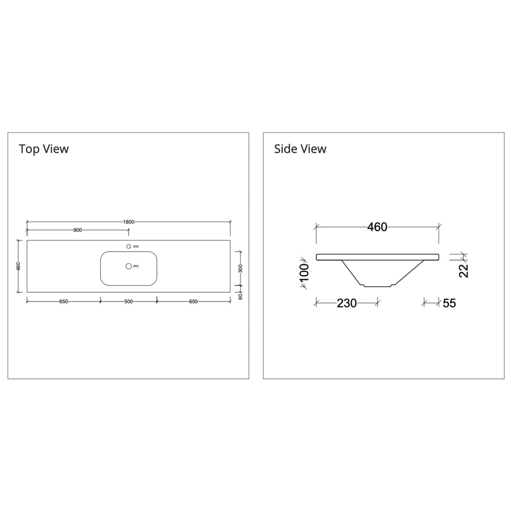 DUROCLASS STADIUM GLOSS WHITE SINGLE BOWL UNDERMOUNT VANITY TOP (MULTIPLE SIZES AVAILABLE)