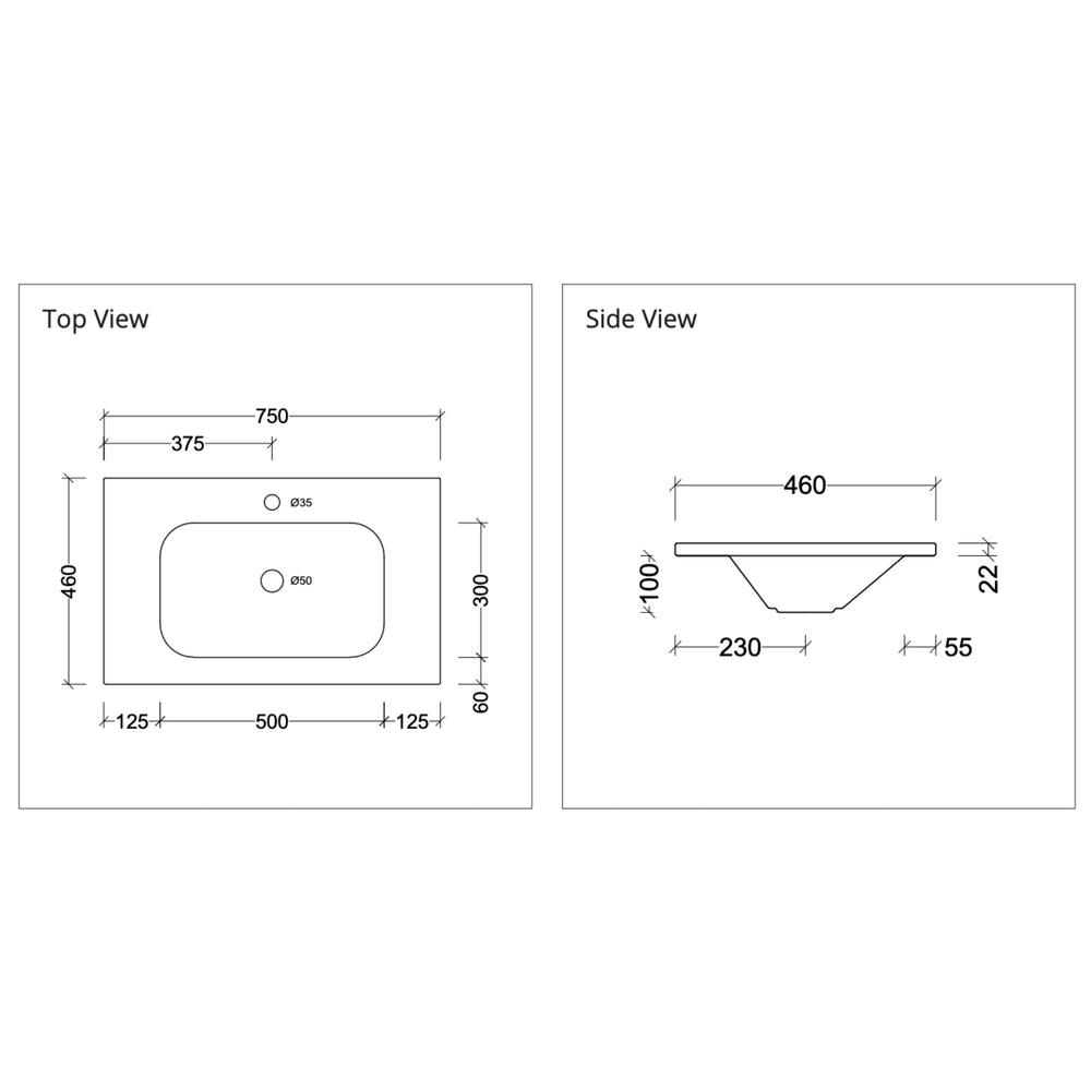 DUROCLASS STADIUM GLOSS WHITE SINGLE BOWL UNDERMOUNT VANITY TOP (MULTIPLE SIZES AVAILABLE)