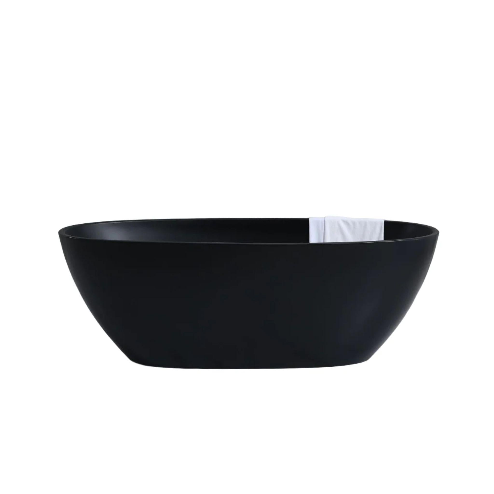 POSEIDON FREE STANDING MATTE BLACK BATHTUB 1500MM