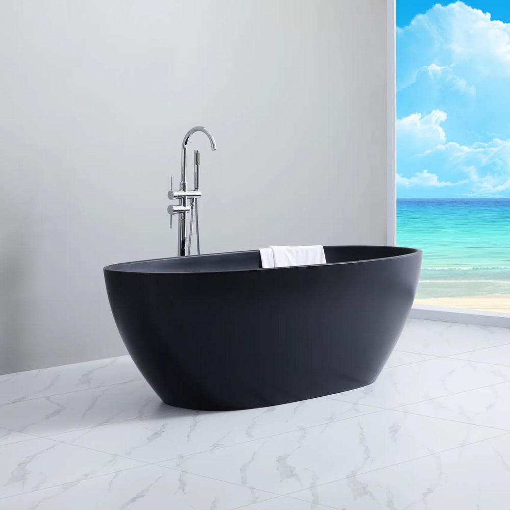 POSEIDON STELLA FREE STANDING BATHTUB MATTE BLACK 1700MM