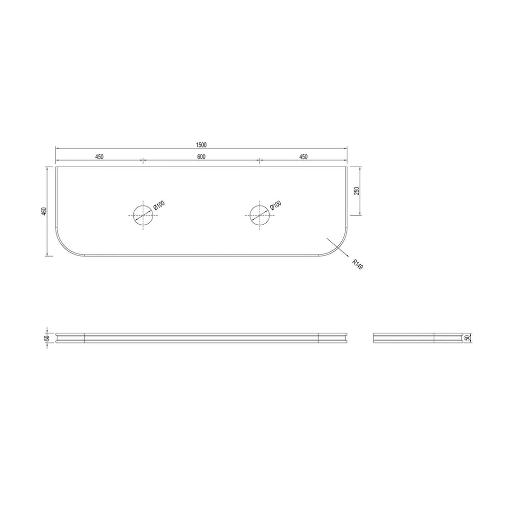 OTTI ENGLISH EDGE SAND DUNE ABOVE COUNTER DOUBLE VANITY SOLID SURFACE STONE TOP (AVAILABLE IN 1500MM AND 1800MM)