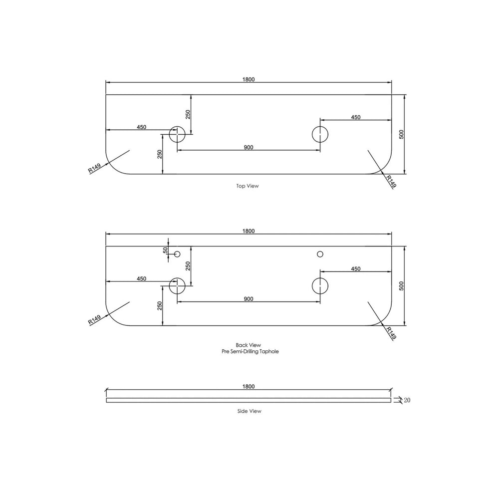 OTTI HAVANA ULTRA DELUXE PURE WHITE ABOVE COUNTER DOUBLE VANITY ARTIFICIAL STONE TOP (AVAILABLE IN 1500MM AND 1800MM)