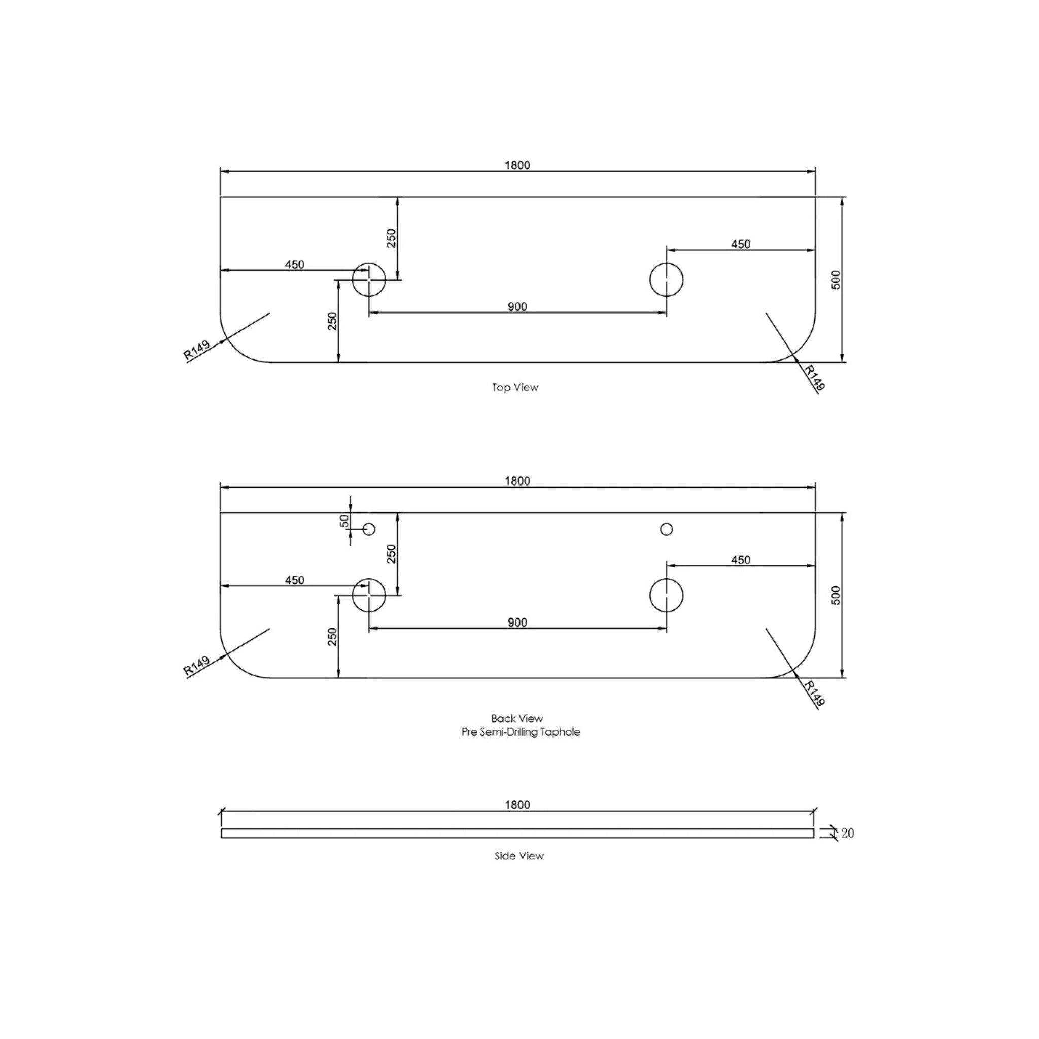 OTTI HAVANA ULTRA DELUXE PURE WHITE ABOVE COUNTER DOUBLE VANITY ARTIFICIAL STONE TOP (AVAILABLE IN 1500MM AND 1800MM)